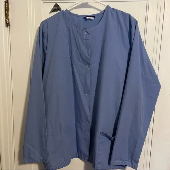 AMS Scrub. Blue. Snap buttons large - Picture 2 of 7